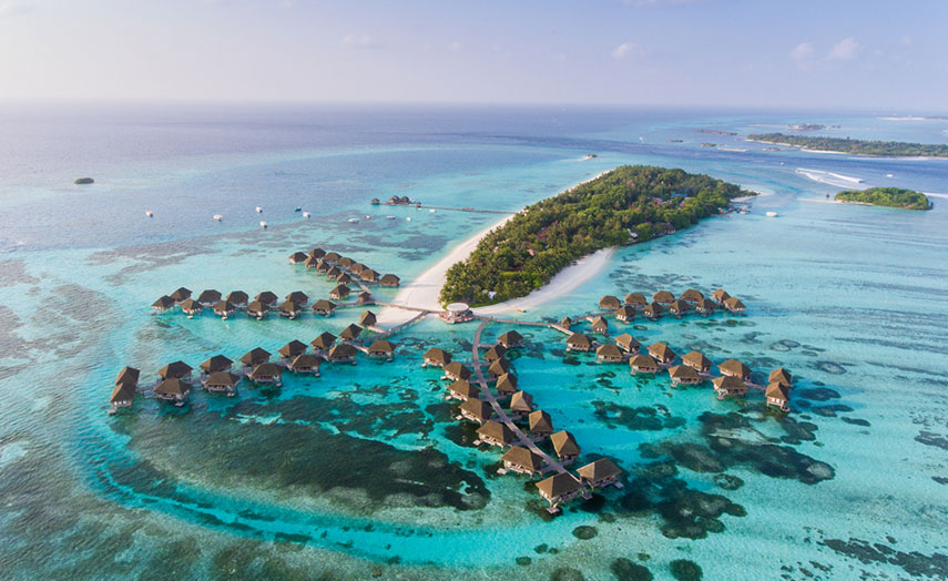 Malediven Ferien Insel Aerial